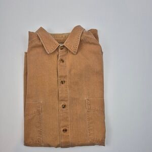 Levi's Mens XL‎ Button Down Shirt Long Sleeve Tan Cotton Casual Workwear Western
